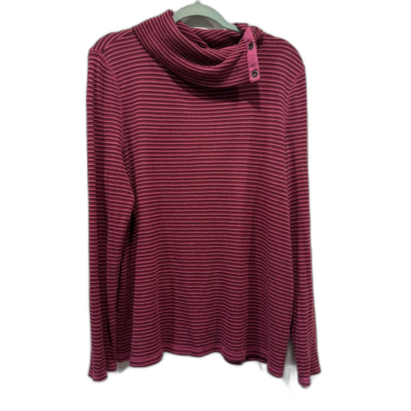 Sundance Sweater Tight Knit Mockneck Pullover Burgundy Stripe Stretch Women XXL - Picture 1 of 6